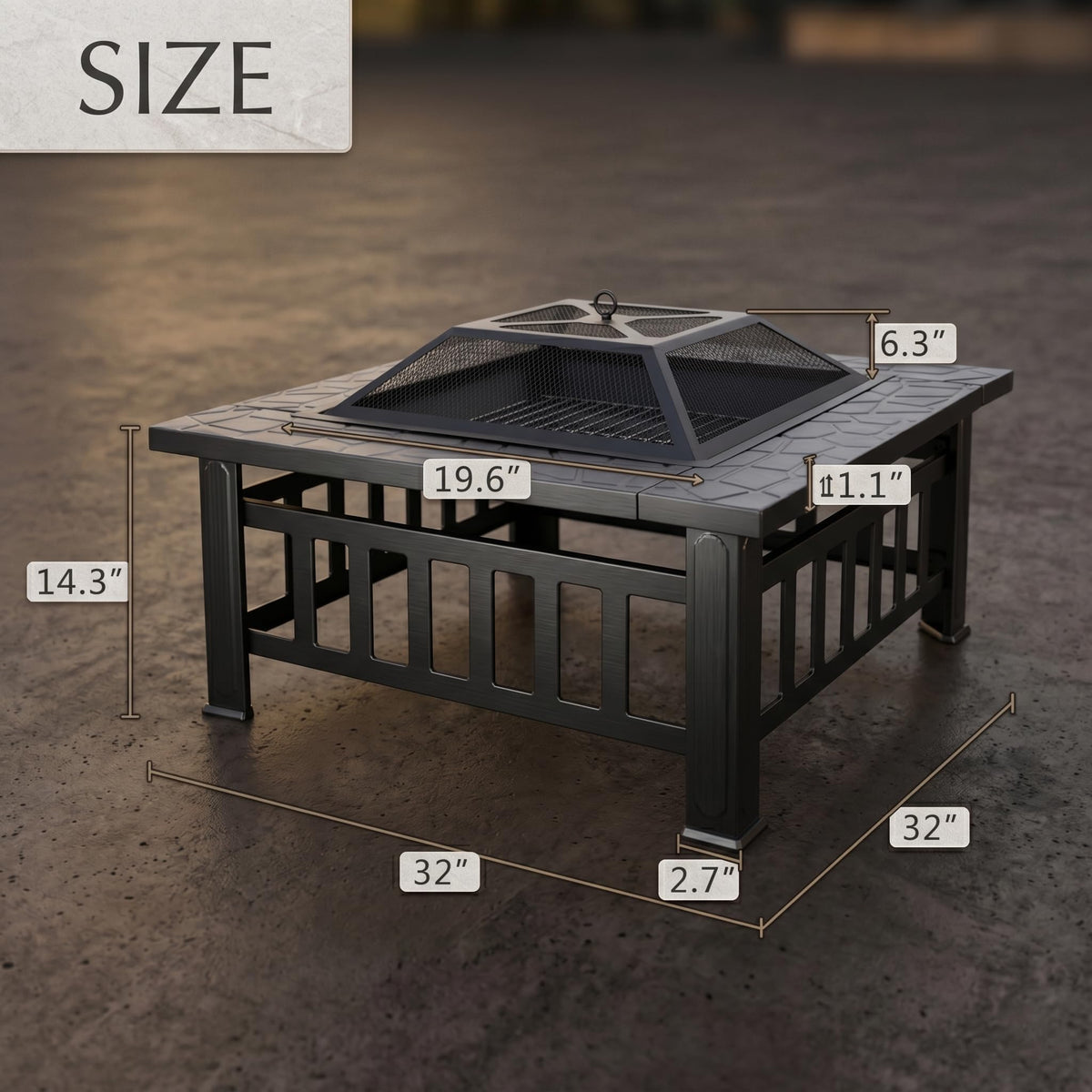 32 inch Black Wood Burning Steel Fire Pit B78277