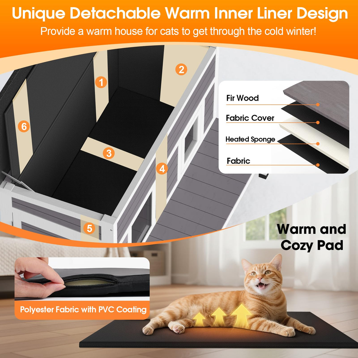 Outdoor Cat House with Insulated Liner V169