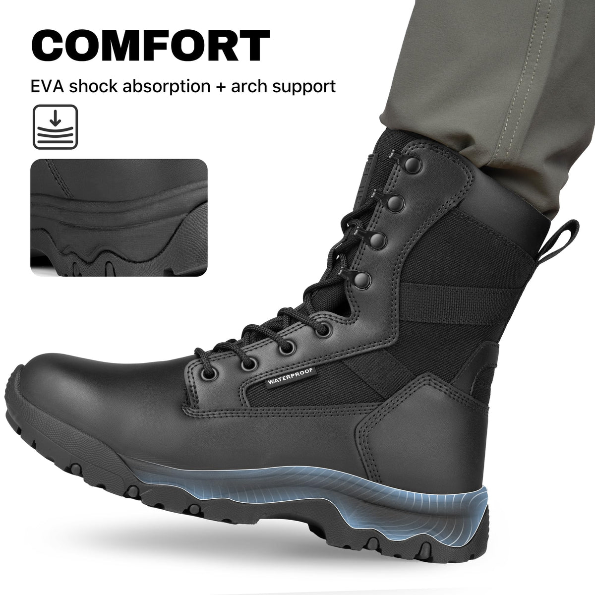Waterproof Side Zip 8" Tactical Boot A650647