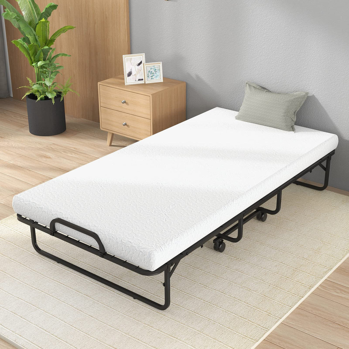 Folding Twin Size Portable Bed with 4” Memory Foam Mattress I71768