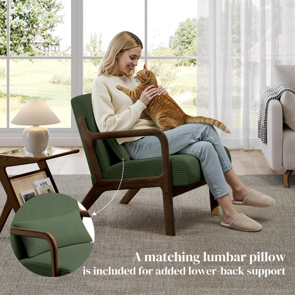 Dark Green Corduroy Accent Chair Set of 2 M997