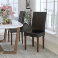 Black LeatherSoft Parsons Chair with Mahogany Legs Q20763