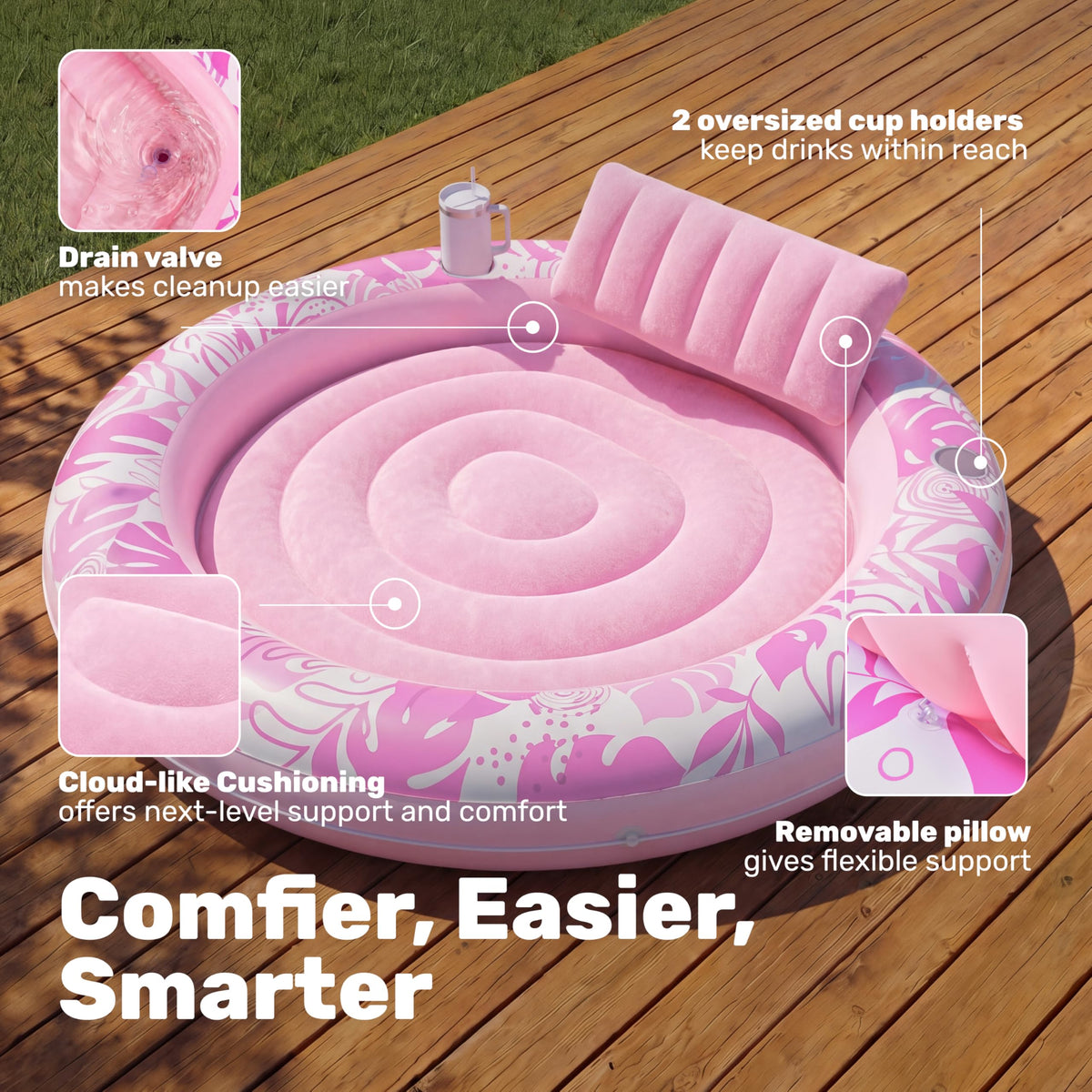 Inflatable Tanning Pool Lounger Float L876944