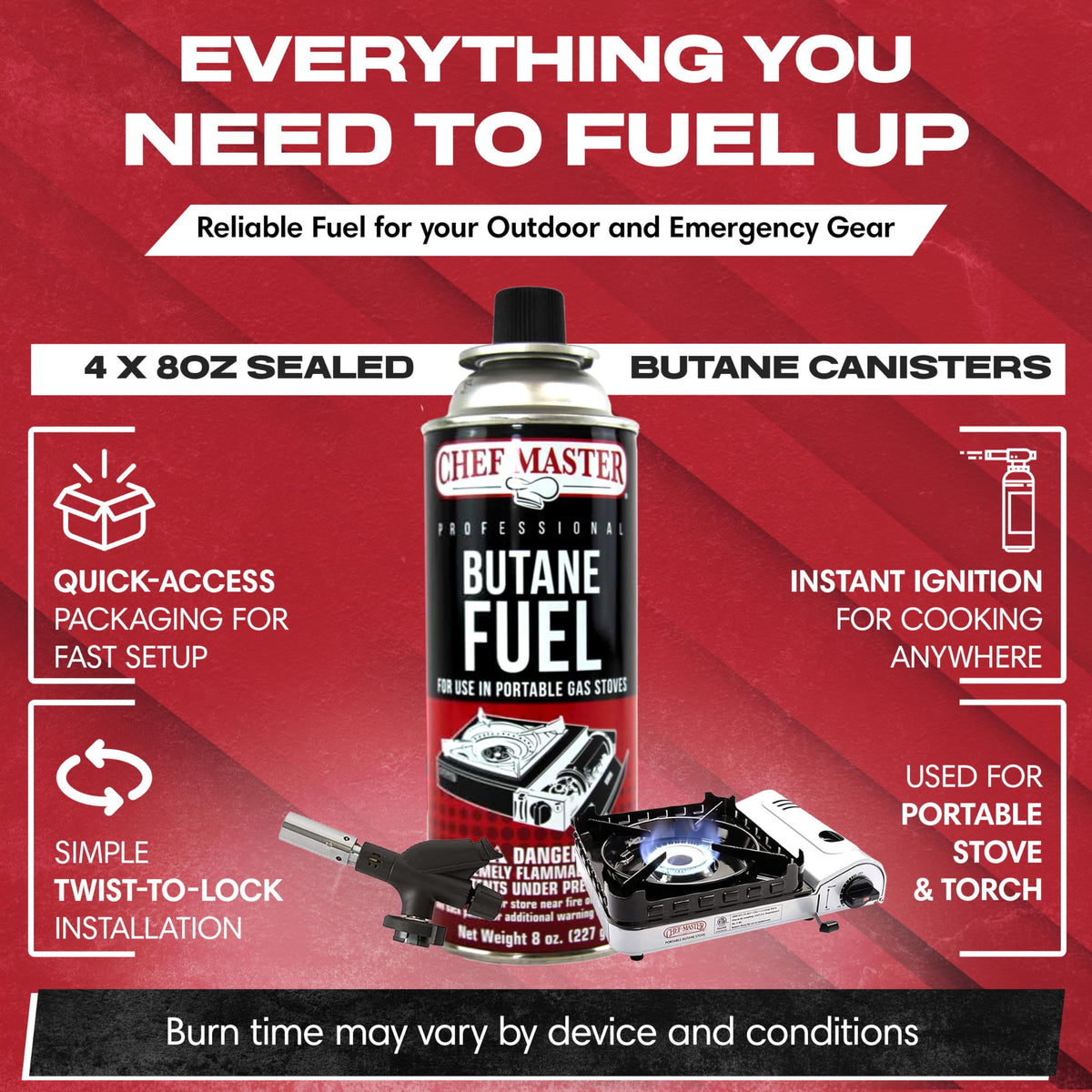 Butane Fuel Canister 8 oz 4-Pack L430842