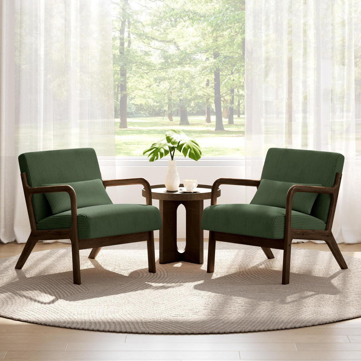 Dark Green Corduroy Accent Chair Set of 2 M997