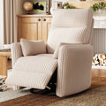 360 Swivel Recliner Chair with 2 Pillows Beige Corduroy N149