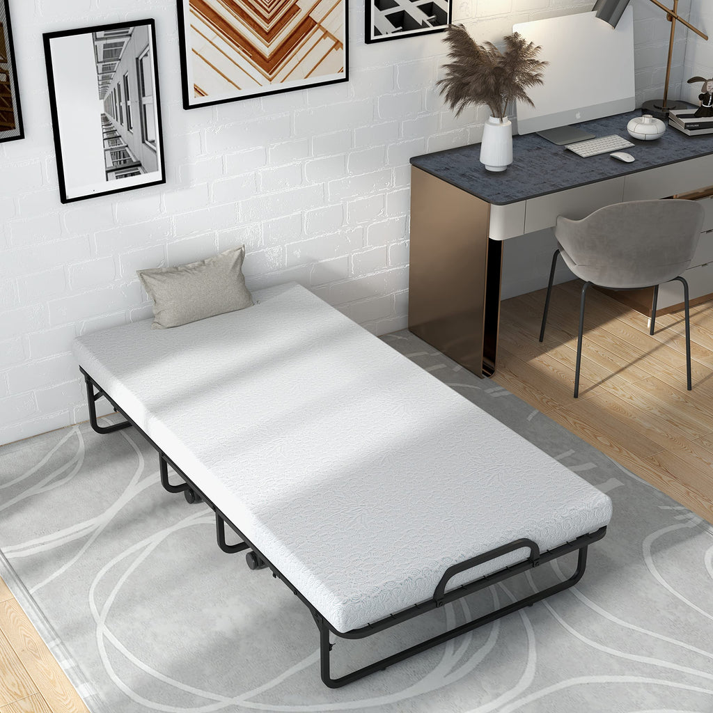 Folding Twin Size Portable Bed with 4” Memory Foam Mattress I71768