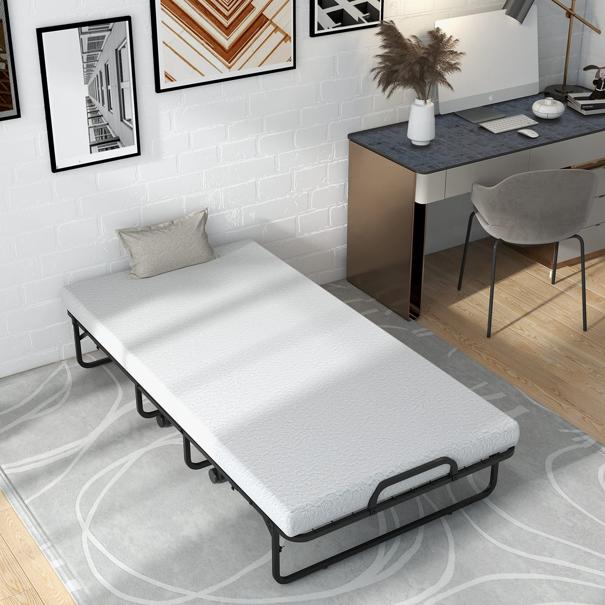Folding Twin Size Portable Bed with 4” Memory Foam Mattress I71768