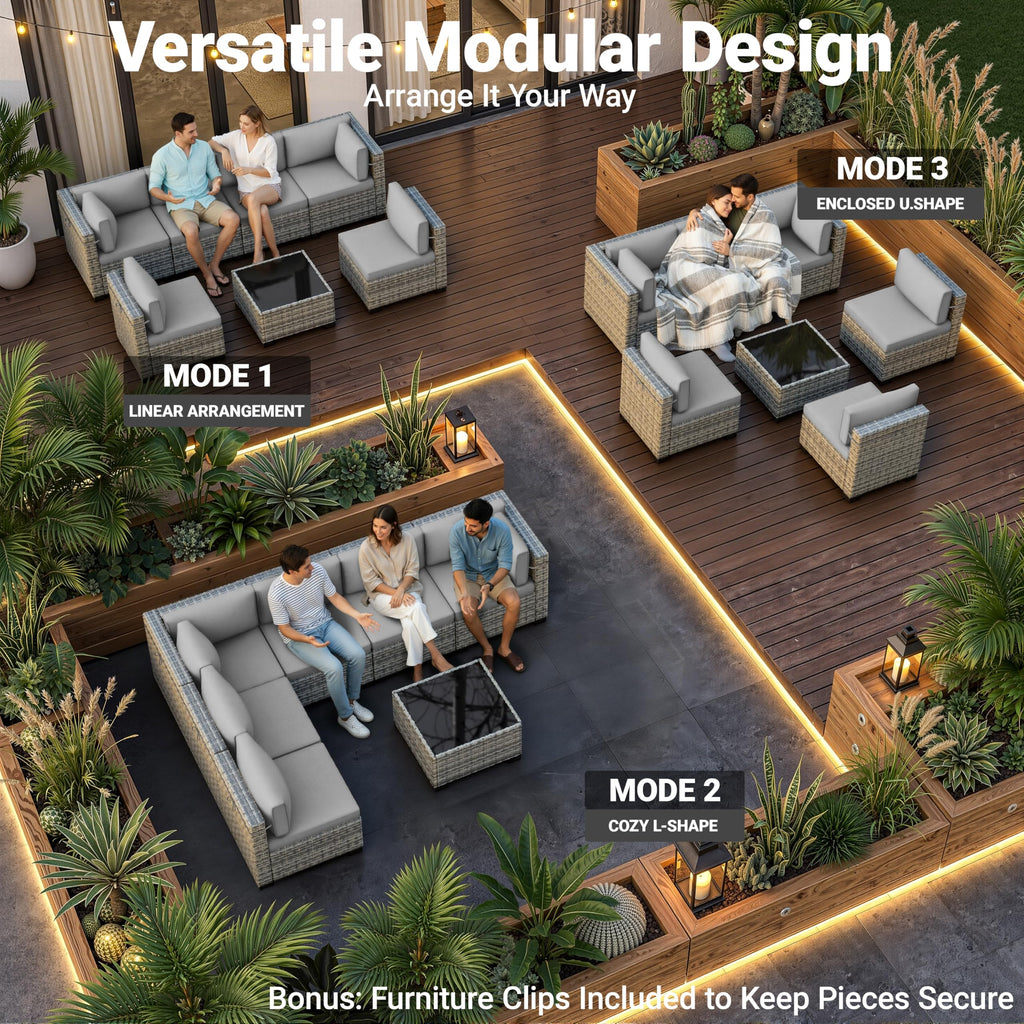 PE Wicker Modular Patio Sofa Set X252